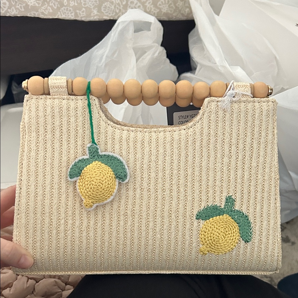 Haute Hippie Cream Straw Handbag